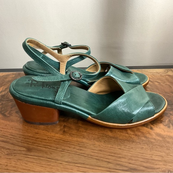 P. Monjo Green Leather Sandals, EU size 37, New in Box